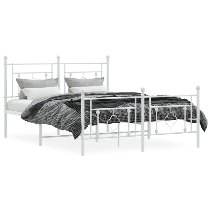 sengeramme med sengegavl og fodgærde 140x190 cm metal hvid