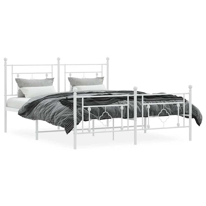 sengeramme med sengegavl og fodgærde 150x200 cm metal hvid