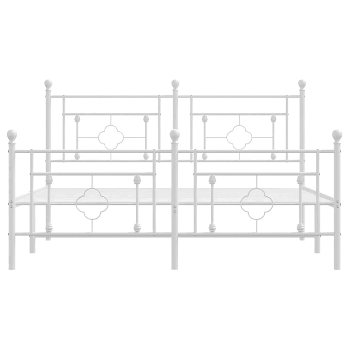 sengeramme med sengegavl og fodgærde 150x200 cm metal hvid