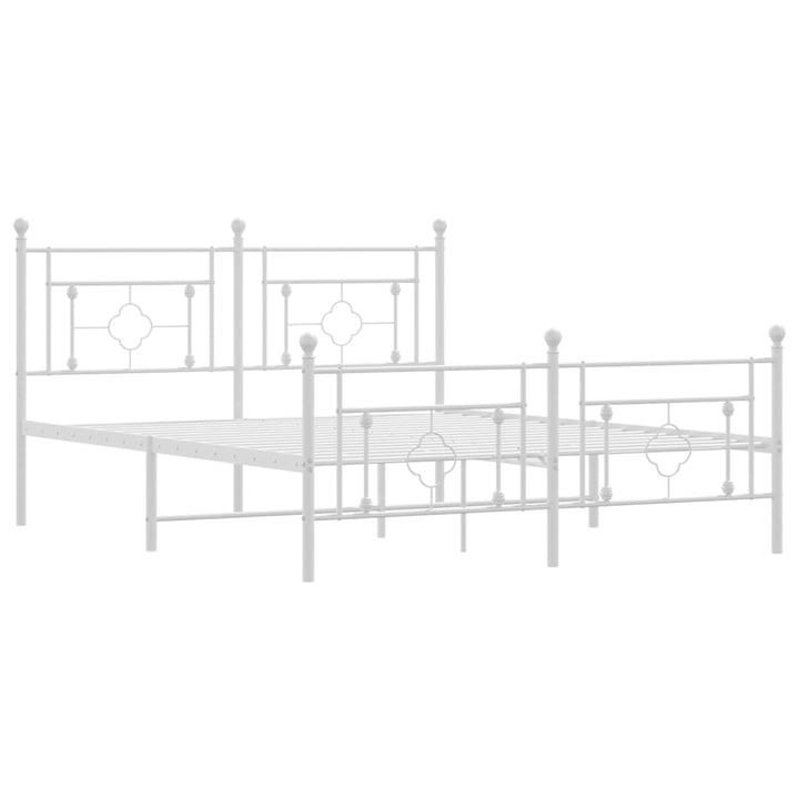 sengeramme med sengegavl og fodgærde 160x200 cm metal hvid