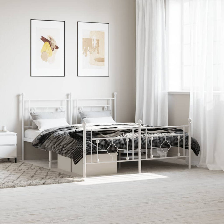 sengeramme med sengegavl og fodgærde 160x200 cm metal hvid