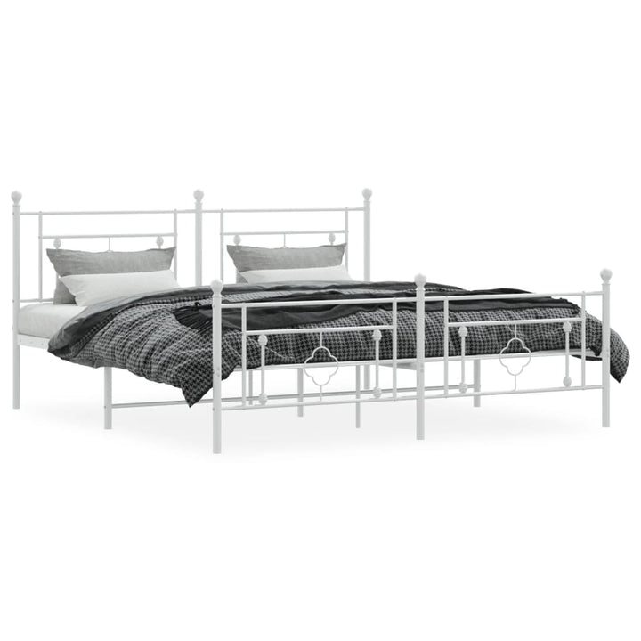 sengeramme med sengegavl og fodgærde 183x213 cm metal hvid