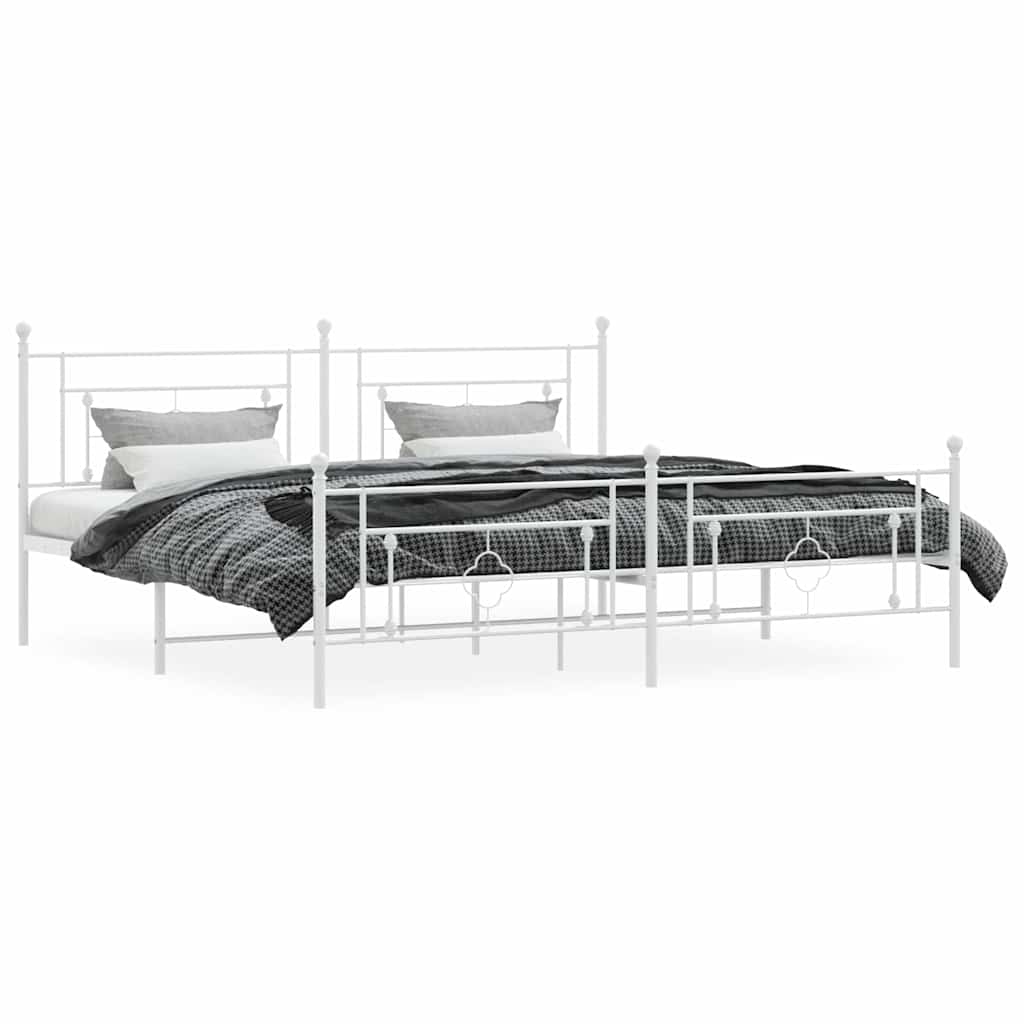 sengeramme med sengegavl og fodgærde 193x203 cm metal hvid