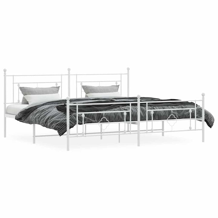 sengeramme med sengegavl og fodgærde 193x203 cm metal hvid