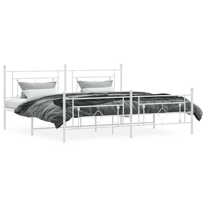 sengeramme med sengegavl og fodgærde 193x203 cm metal hvid
