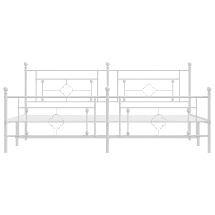sengeramme med sengegavl og fodgærde 193x203 cm metal hvid