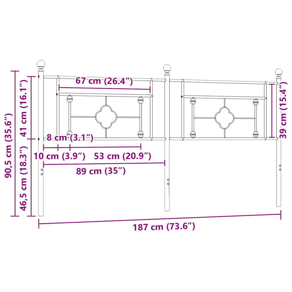udskiftningsgavl 180 cm metal hvid