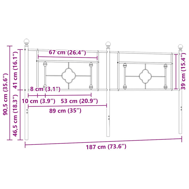 udskiftningsgavl 180 cm metal hvid
