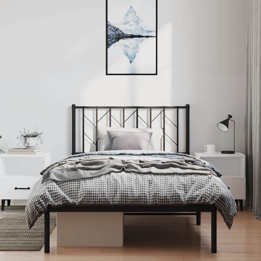 sengeramme med sengegavl 100x200 cm metal sort