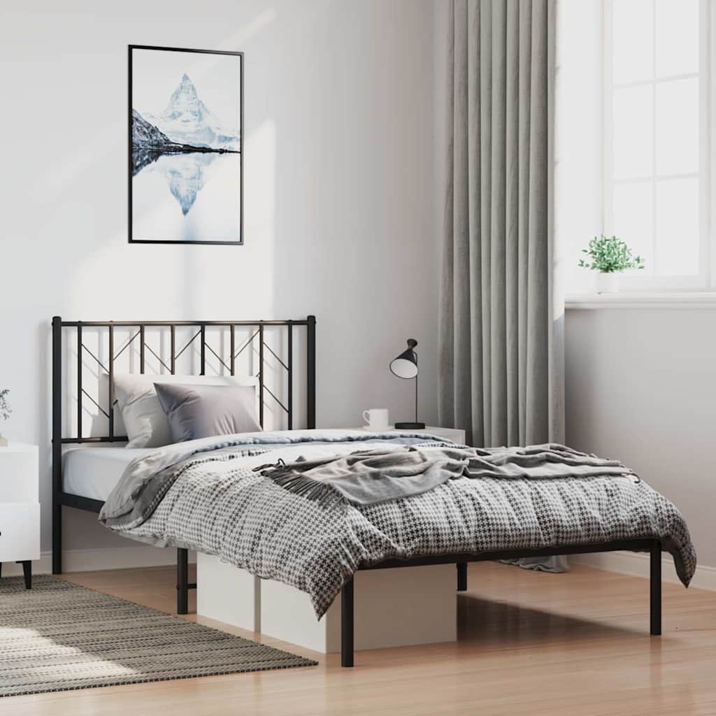 sengeramme med sengegavl 100x200 cm metal sort