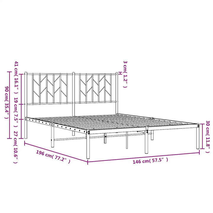sengeramme med sengegavl 140x190 cm metal sort