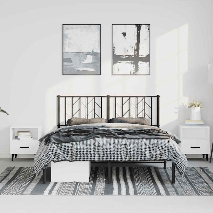 sengeramme med sengegavl 150x200 cm metal sort