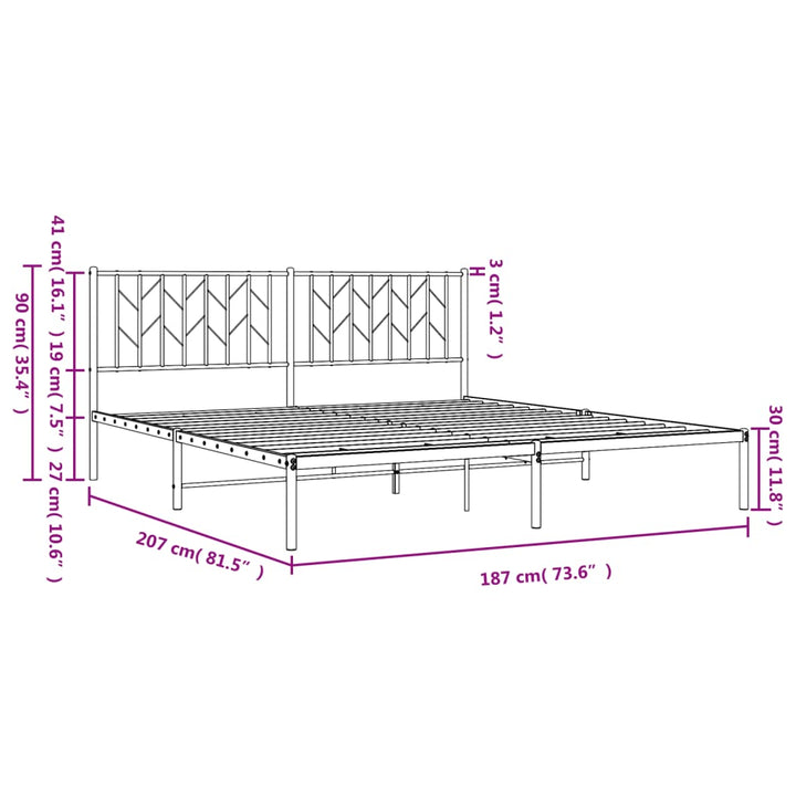 sengeramme med sengegavl 180x200 cm metal sort