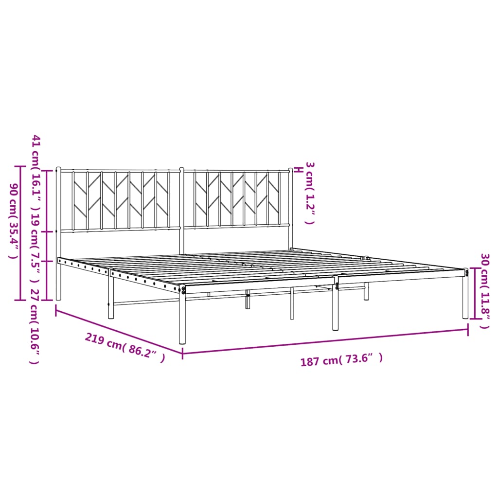 sengeramme med sengegavl 183x213 cm metal sort