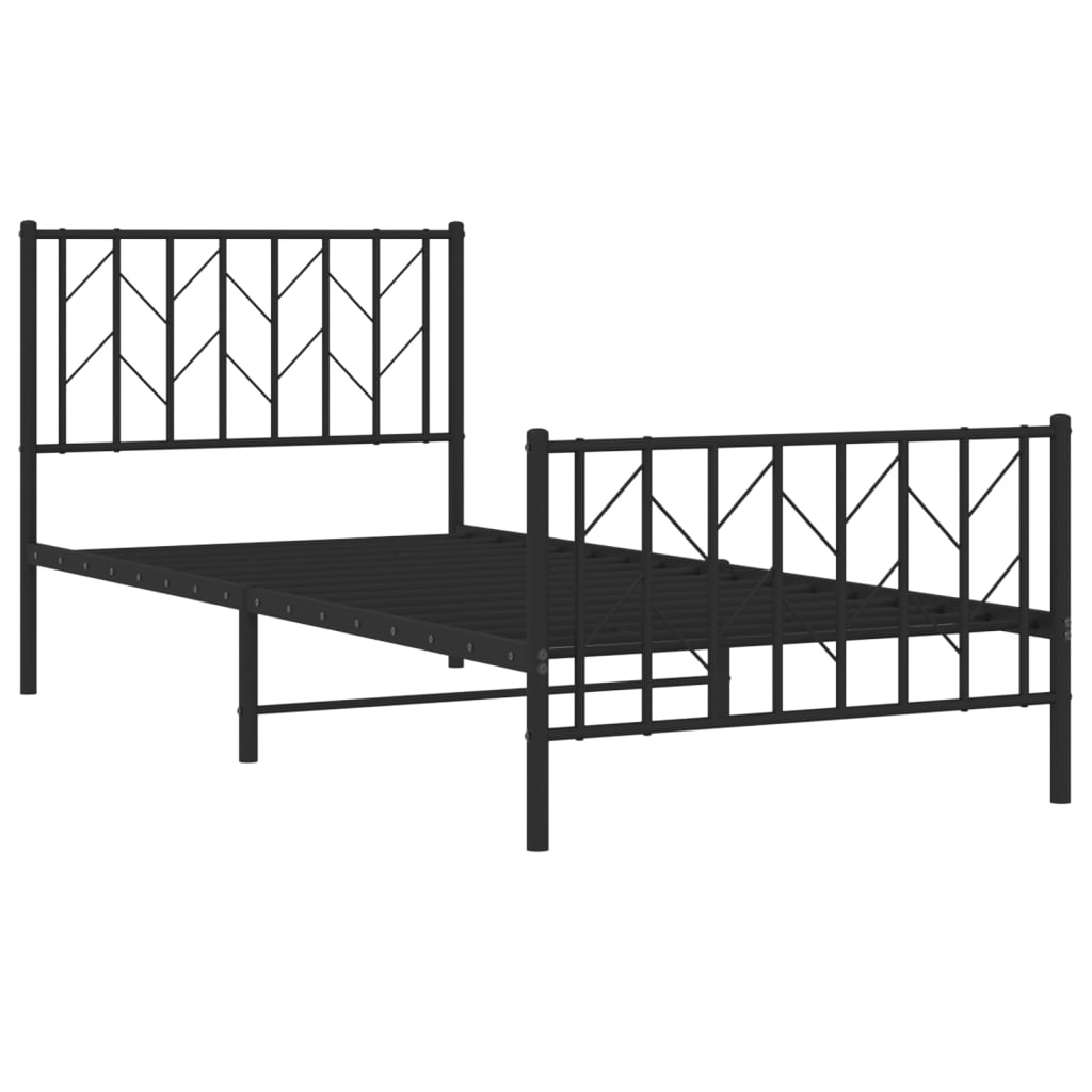 sengeramme med sengegavl og fodgærde 90x190 cm metal sort