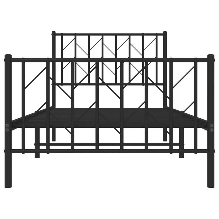 sengeramme med sengegavl og fodgærde 90x190 cm metal sort