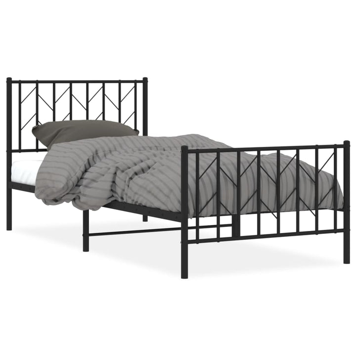 sengeramme med sengegavl og fodgærde 90x200 cm metal sort