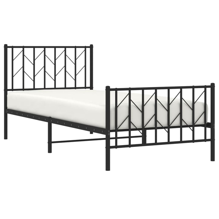 sengeramme med sengegavl og fodgærde 90x200 cm metal sort