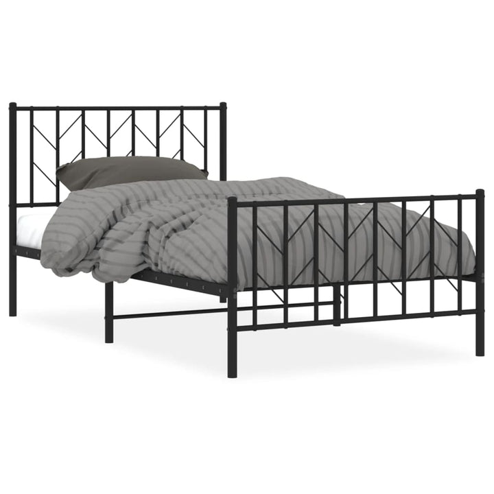 sengeramme med sengegavl og fodgærde 100x190 cm metal sort