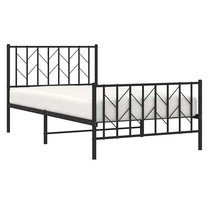 sengeramme med sengegavl og fodgærde 100x200 cm metal sort