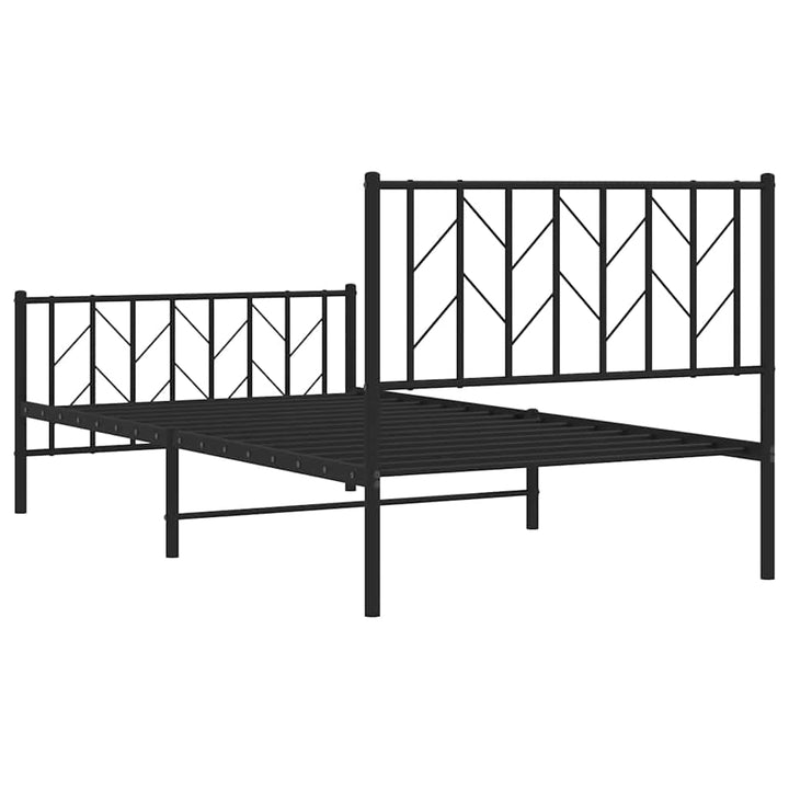 sengeramme med sengegavl og fodgærde 100x200 cm metal sort