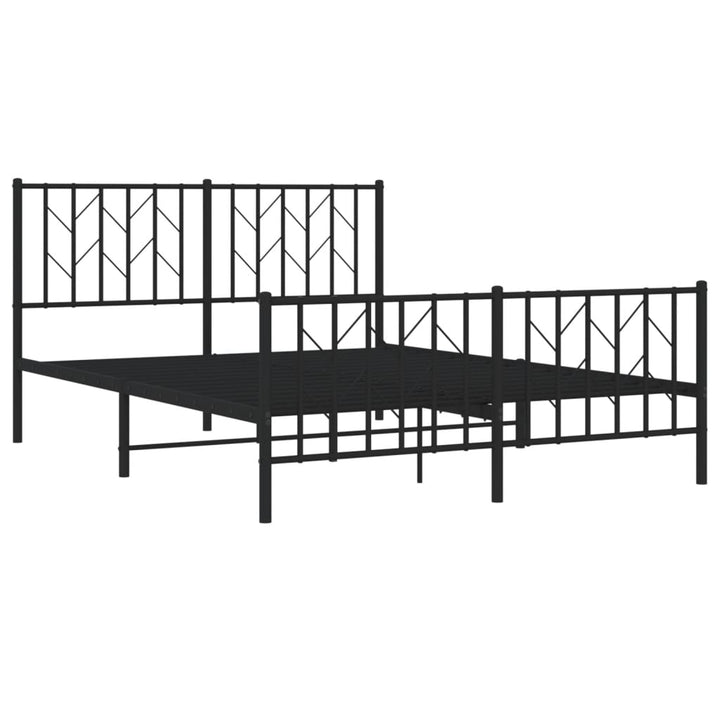 sengeramme med sengegavl og fodgærde 135x190 cm metal sort