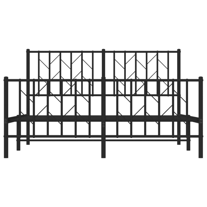 sengeramme med sengegavl og fodgærde 135x190 cm metal sort