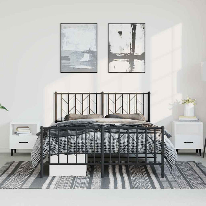 sengeramme med sengegavl og fodgærde 150x200 cm metal sort