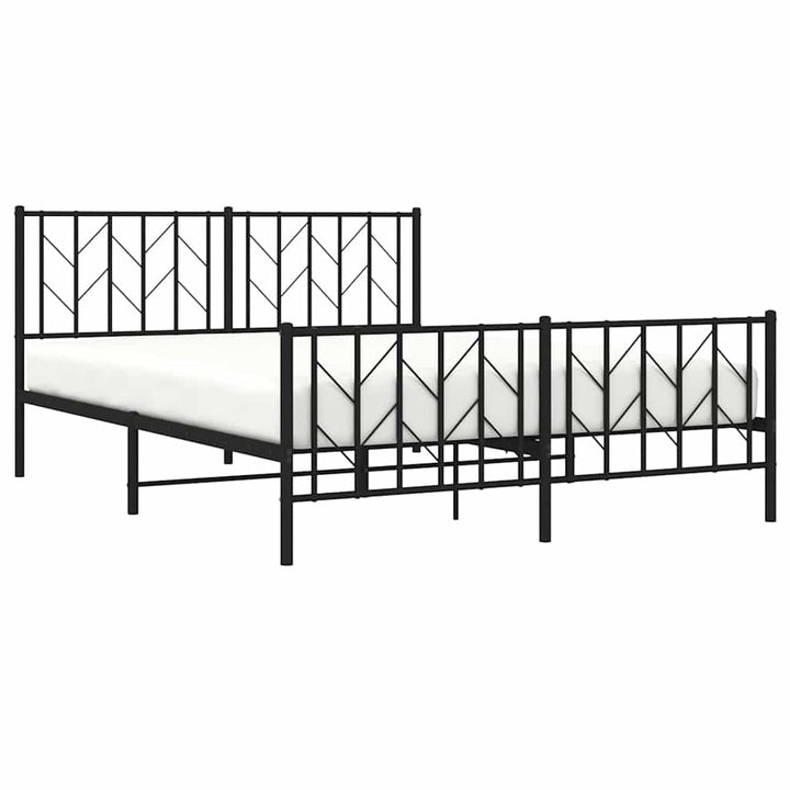 sengeramme med sengegavl og fodgærde 150x200 cm metal sort