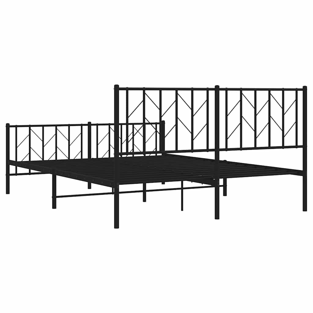 sengeramme med sengegavl og fodgærde 150x200 cm metal sort