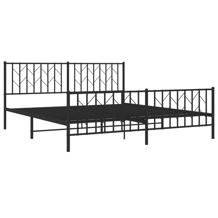 sengeramme med sengegavl og fodgærde 183x213 cm metal sort