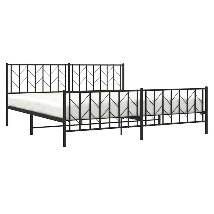 sengeramme med sengegavl og fodgærde 193x203 cm metal sort