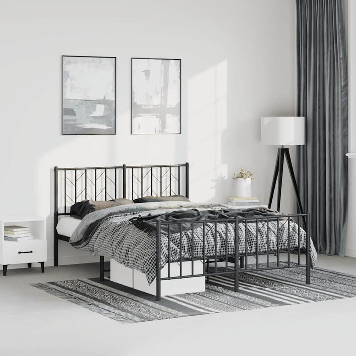 sengeramme med sengegavl og fodgærde 193x203 cm metal sort