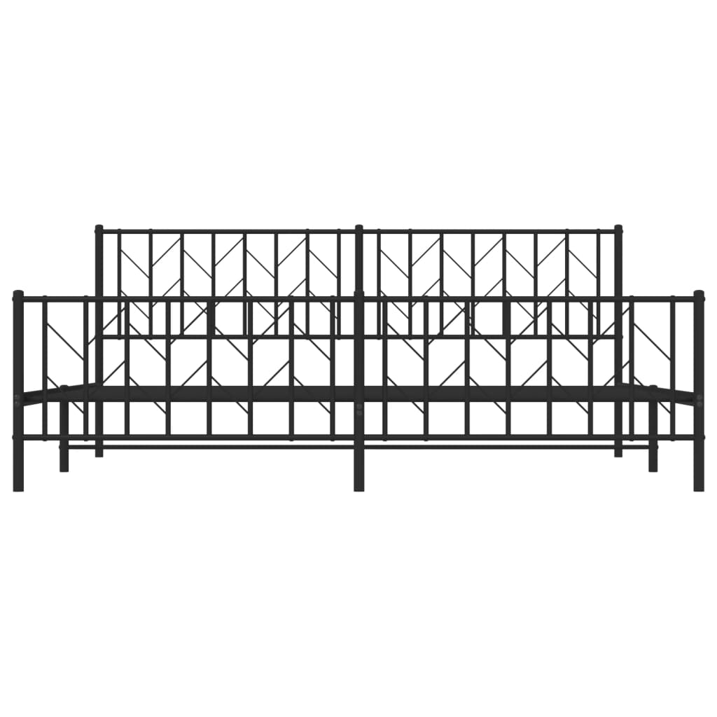 sengeramme med sengegavl og fodgærde 200x200 cm metal sort
