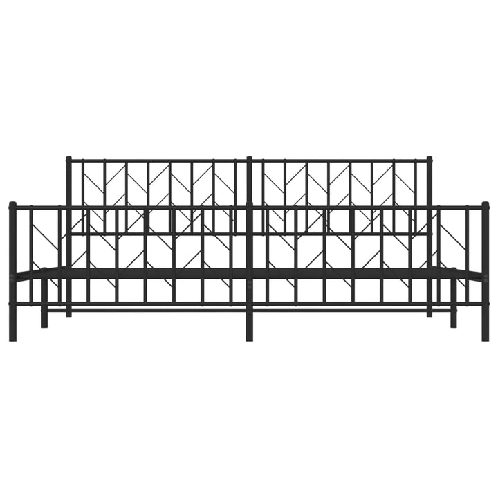 sengeramme med sengegavl og fodgærde 200x200 cm metal sort