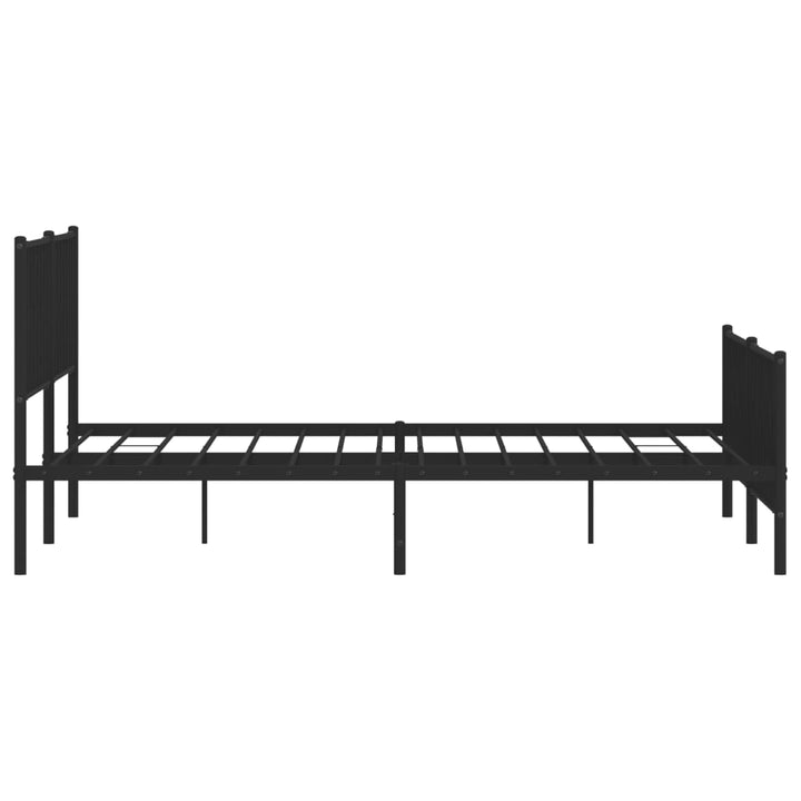 sengeramme med sengegavl og fodgærde 200x200 cm metal sort