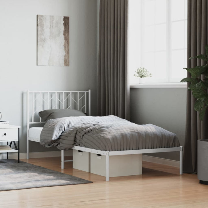 sengeramme med sengegavl 90x190 cm metal hvid