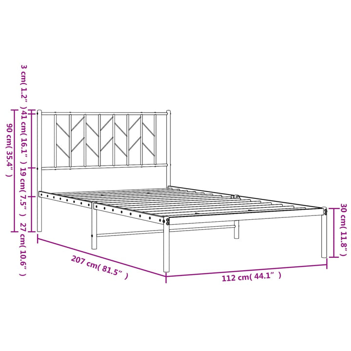 sengeramme med sengegavl 107x203 cm metal hvid