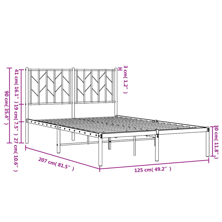 sengeramme med sengegavl 120x200 cm metal hvid