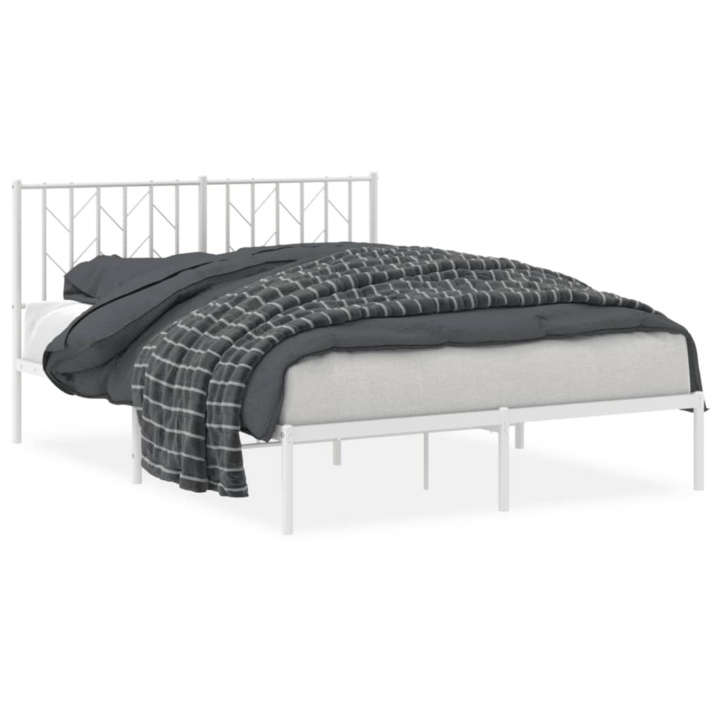 sengeramme med sengegavl 140x200 cm metal hvid