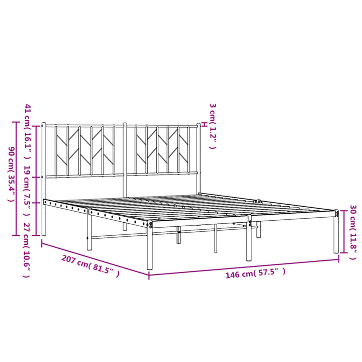sengeramme med sengegavl 140x200 cm metal hvid