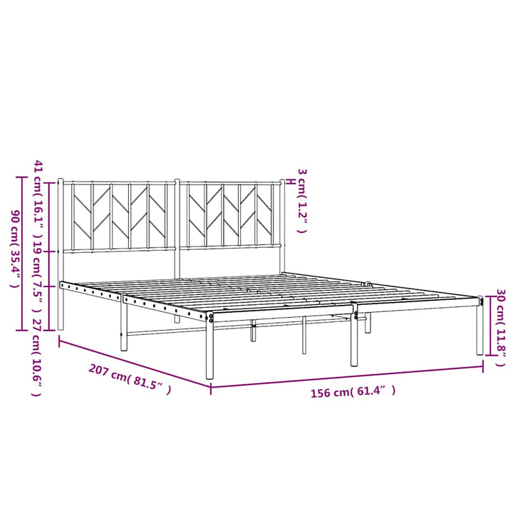 sengeramme med sengegavl 150x200 cm metal hvid