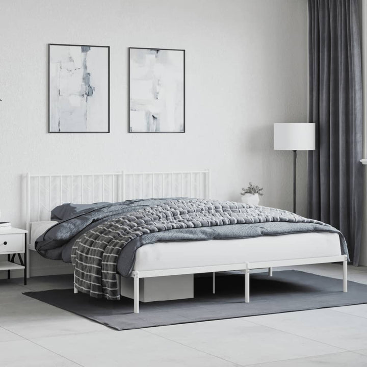 sengeramme med sengegavl 183x213 cm metal hvid
