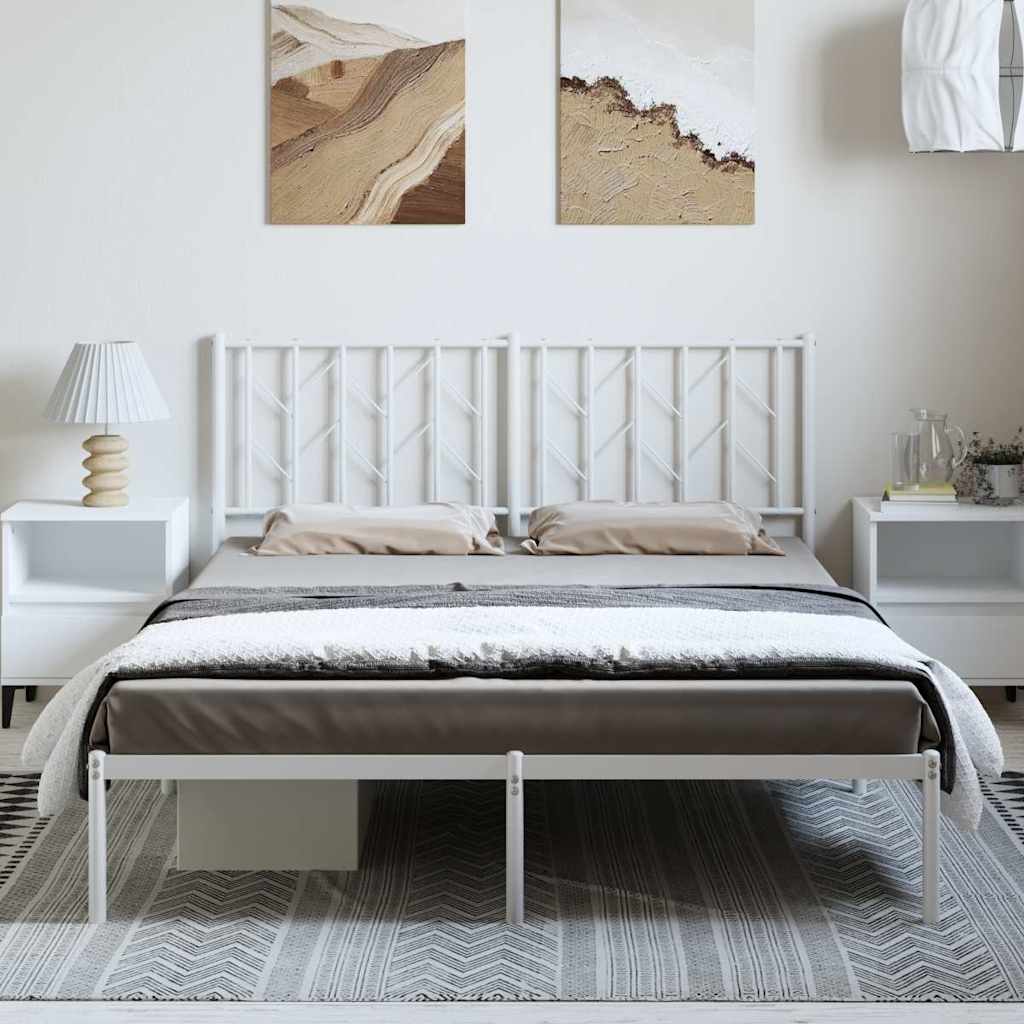 sengeramme med sengegavl 193x203 cm metal hvid