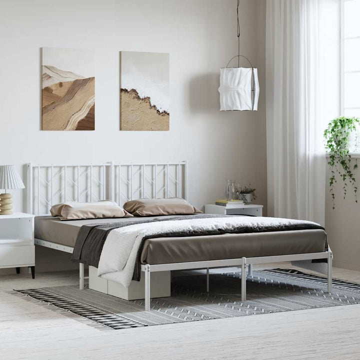 sengeramme med sengegavl 193x203 cm metal hvid