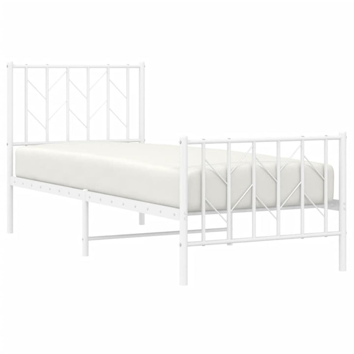 sengeramme med sengegavl og fodgærde 75x190 cm metal hvid