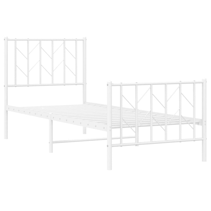 sengeramme med sengegavl og fodgærde 75x190 cm metal hvid
