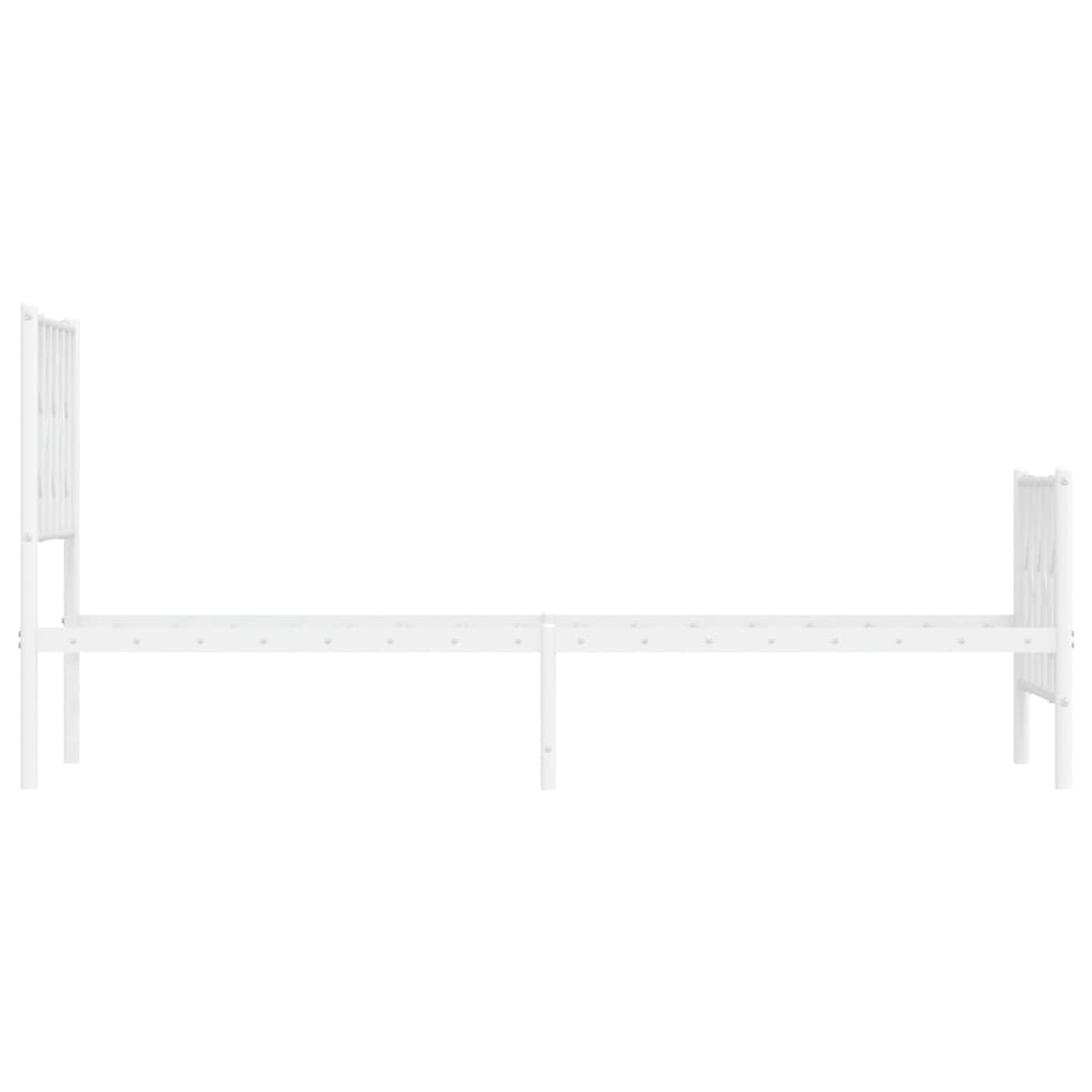 sengeramme med sengegavl og fodgærde 75x190 cm metal hvid