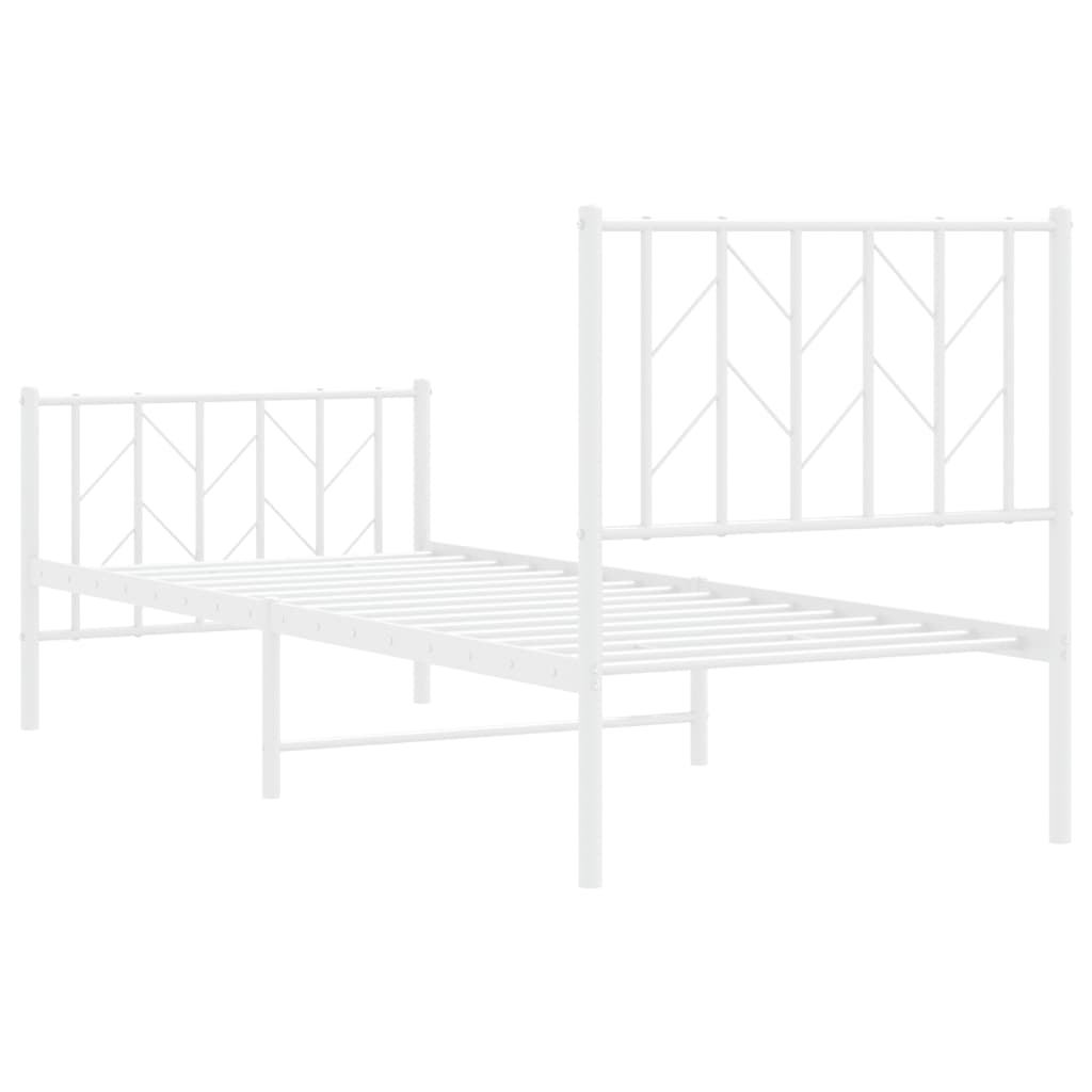 sengeramme med sengegavl og fodgærde 75x190 cm metal hvid
