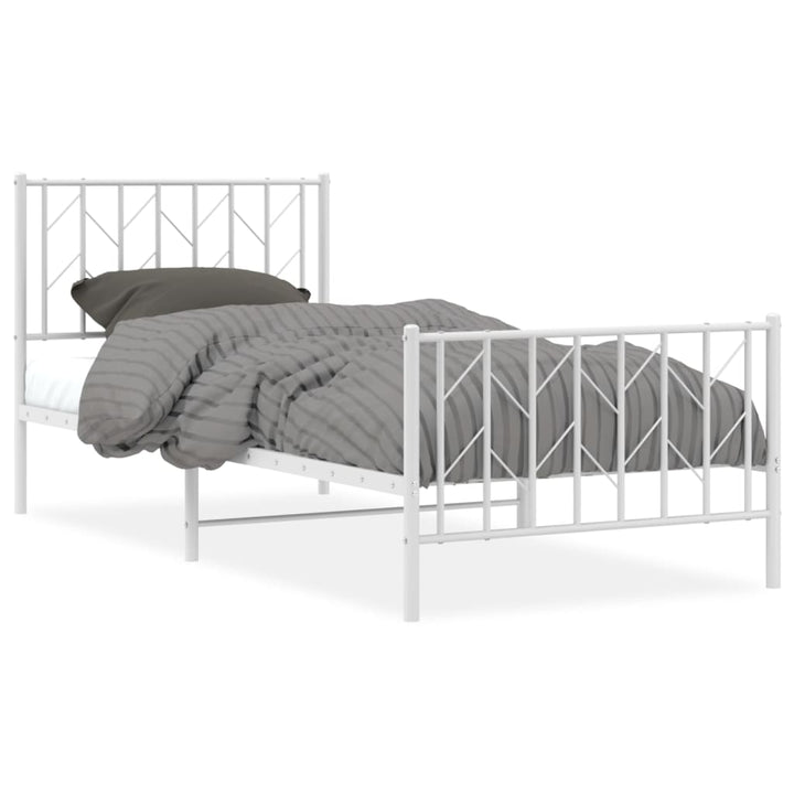 sengeramme med sengegavl og fodgærde 90x200 cm metal hvid